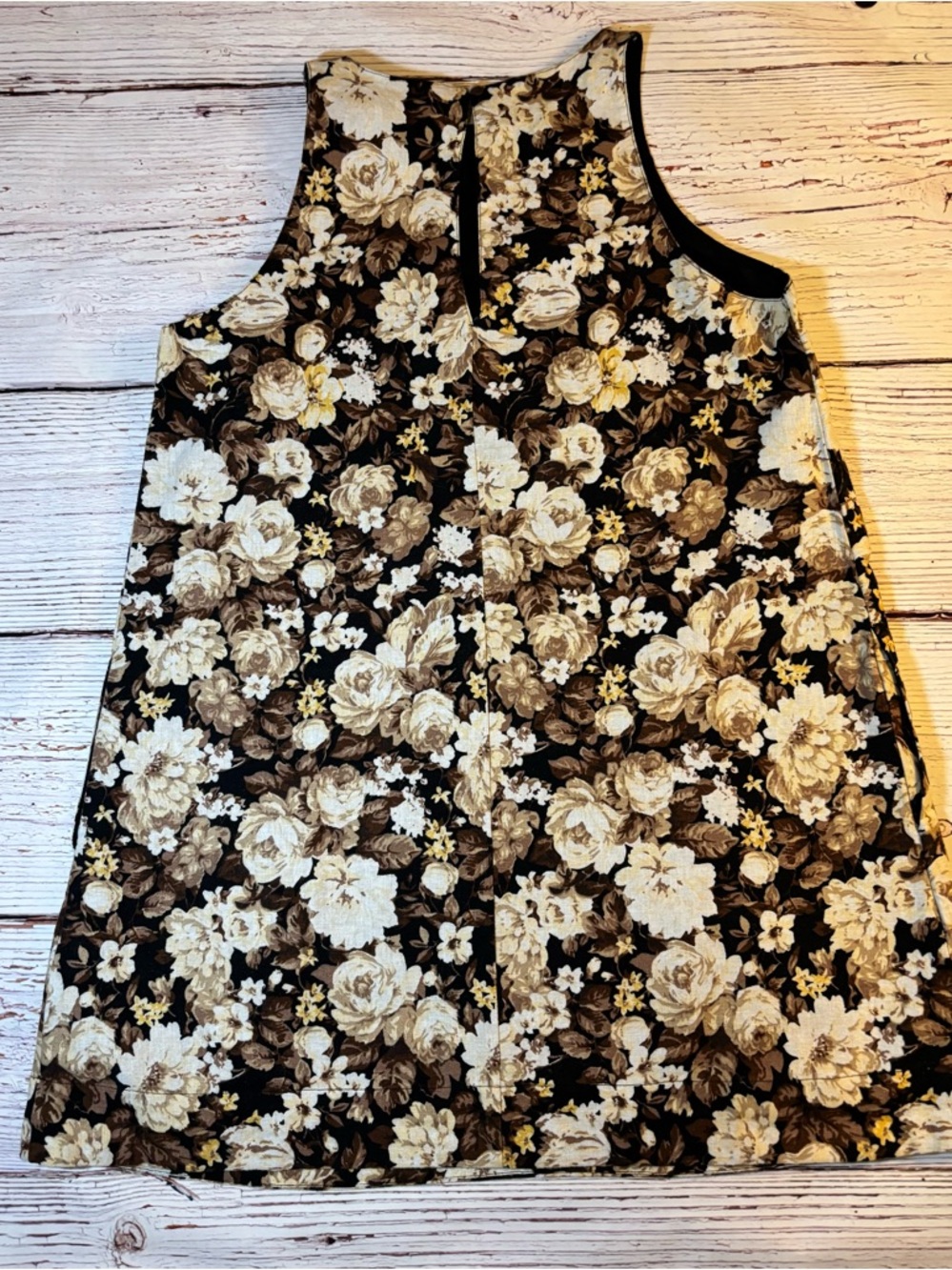 Abercrombie & Fitch Tall Brown Floral High Neck Linen Blend Mini Dress Sz M - Picture 4 of 10